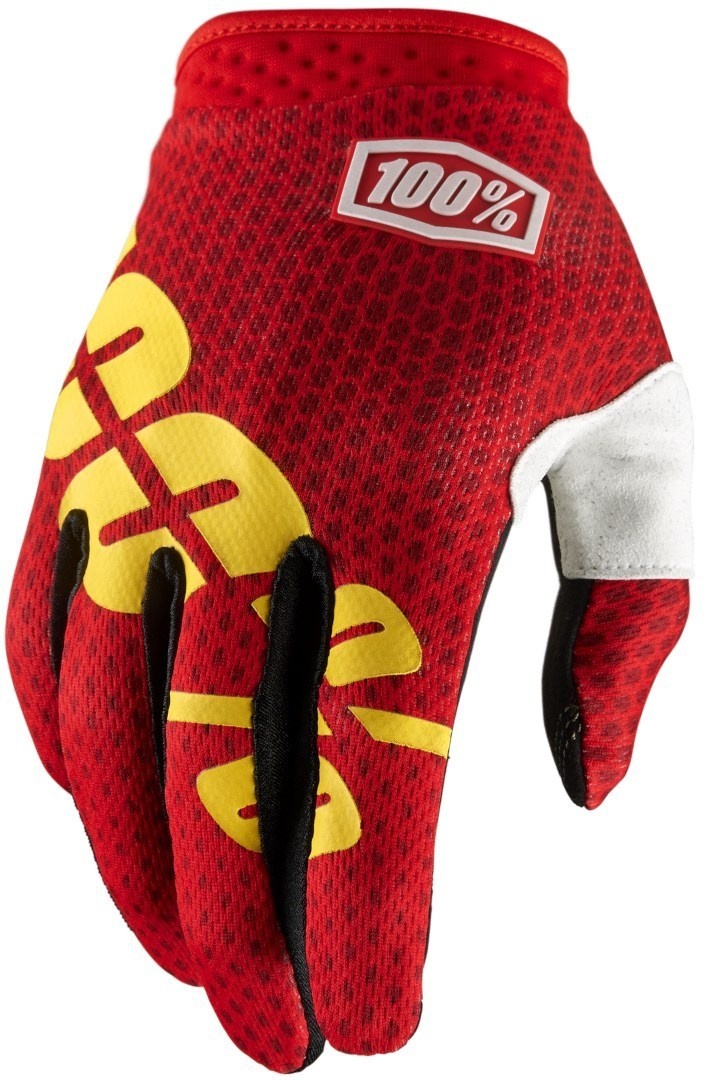 100% iTrack Dot Motorcross handschoenen, rood-geel, M