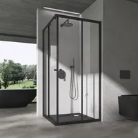 SoGood doporro Duschkabine mit Schiebetür Duschabtrennung Klarglas 90x120cm Eckeinstieg Eckdusche 6mm ESG Glas Höhe 190cm Ravenna16K plus schwarz - Schwarz