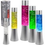 Glitter-Leuchte mit farbwechselnder LED Lavalampe mit Glitzer 34cm Retrolampe