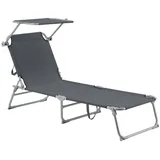 [en.casa] Sonnenliege Getaria 189x57x28 cm Dunkelgrau