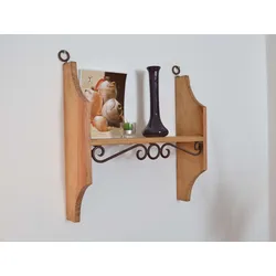 Mexico Wandregal mit Schmiedeeisen 50cm Massivholz Pinie  Mexiko Möbel Mexikanisch