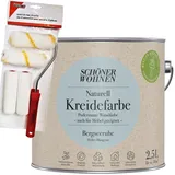 Wandfarbe Kreidefarbe Schöner Wohnen Helles Blaugrau 2,5L + Farbroller-Set