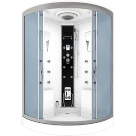 SeniorBad Dusche Duschkabine D26-EH-EA Duschtempel Sauna 130x130 cm, OHNE 2K ScheibenVersiegelung - Weiß,