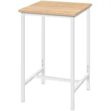 WOLTU Kleiner Bartisch 60 x 100 x 60 cm, eckiger Stehtisch platzsparend, Hochtisch aus Metall & Holz für Bar Küche Wohnzimmer, Weiß+Hell Eiche, BT34hei