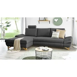 furn.design Ecksofa Skalm in grau Velours Wohnzimmer Sofa 284 cm | grau