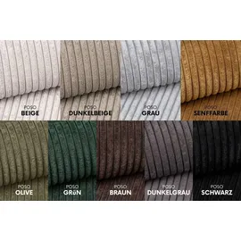 kaiser möbel Ecksofa mit schlaffunktion und bettkasten, Eckcouch BEST stoff Poso Dicker Cord viele farben Dunkelbeige Rechts - Beige