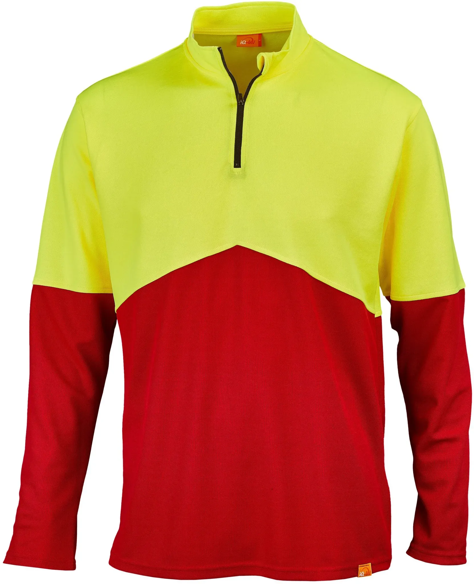 IQ-UV Funktionsshirt Langarm Zip UV 50+, gelb-hv-rot, XL