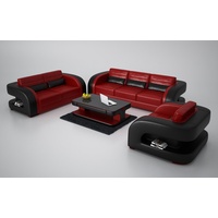 JVmoebel Sofa Schwarz-rote Couchgarnitur 3+2+1 Sitzer luxus Sofas Modern Neu, Made in Europe rot