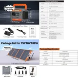 Tragbare Powerstation/Solargenerator - P66 + TSP18V100W - 300 W (600 W Spitze) - 230,88 Wh Li‐Ion - 100 W 18 V Solarpanel - USB QC3.0 & Typ‐C -...