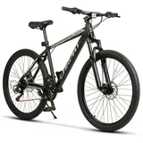 CARPAT SPORT Mountainbike 26 Zoll Fahrrad für Herren Damen, Mädchen und Jungen, 21 Gang Shimano TZ Schaltwerk, Kettenschaltung, Aluminium Rahmen, Jugendfahrrad MTB Hardtail Kinder Fahrrad schwarz