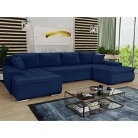 Wohnlandschaft mit Schlaffunktion Faris U-Form - Couch, Schlafsofa mit Bettkasten, Couchgranitur mit Bettfunktion, Big Sofa, Bettsofa (Blau (Kronos... - Blau