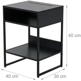 Relaxdays Nachtschrank 2 Fächer 40 x 40 x 30 cm Schwarz