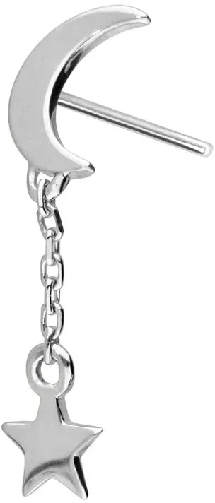 14 Karat Gold Aufsatz mit Titan Push Pin MOND + STERN