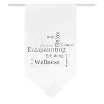 HOME WOHNIDEEN Fensterbehang AUSZEIT, Voile Digitaldruck, transparent, Dreiecksabschluss, Farbe:grau, Größe:100 x 60 cm, Anzahl:1x