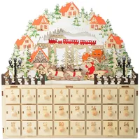 Ksikdeg Weihnachten Countdowns Holz Adventskalender Holz 24 Schubladen Schrank Stile Adventskalender mit LED-Licht Weihnachten