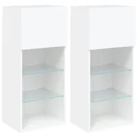 VidaXL TV-Schränke mit LED-Leuchten 2 Stk. Weiß 40,5x30x90 cm