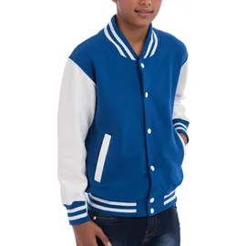Just Hoods by AWDiS College Varsity Jacke Oxford Navy/Heather Grey 152