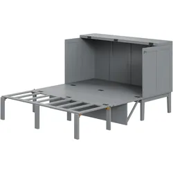 OKWISH Vertikales Klappbett 140x200 mit Lattenrost, platzsparendes Wandbett, Hochschrank-Design, multifunktional, robust, einfach bedienbar, Grau