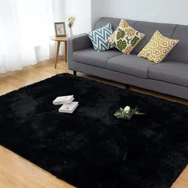 luxuskollektion Teppich Schwarz Shaggy Flauschig 150x240cm Anti-Rutsch Unterseite