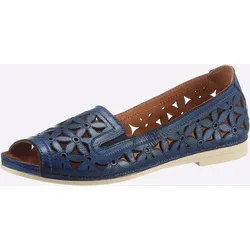 Sandalette GEMINI, Damen, Gr. 42, blau (dunkelblau), Glattleder, sportlich, Schuhe Ballerina Peeptoe
