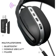 oniverse Polaris, Verkabelt & Kabellos, Gaming, 225 g, Kopfhörer, Schwarz - Schwarz
