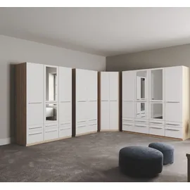 Priess Kleiderschrank PRIESS "Schrank Garderobe Wäscheschrank Barcelona in 5 Breiten", weiß (eichefarben artisan, weiß), B:185cm H:193cm T:54cm, Holzwerkstoff, Schränke, Kleiderschrank, viel Stauraum, geräumige Schubkästen, mit Spiegel, MADE IN GERMANY