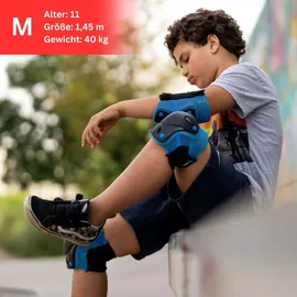 SKATEWIZ Protektoren-Set 3-er Set Inline Skating Skateboard Kinder Schoner Set Schützer blau S