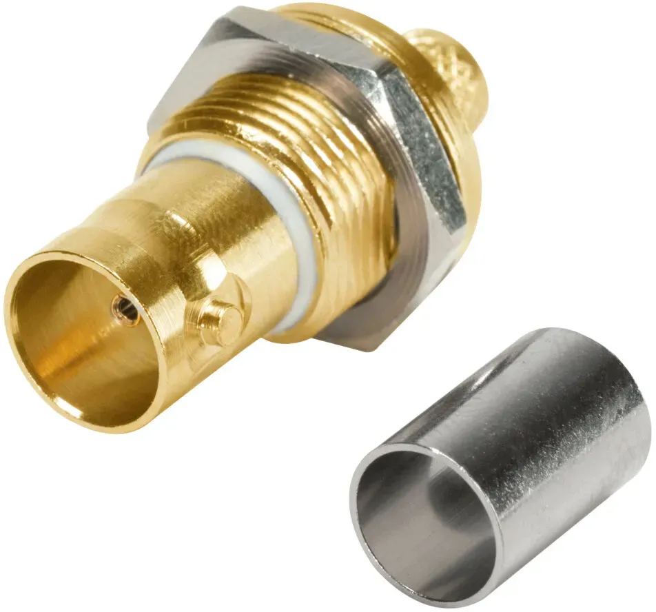 HICON BNC 3G-SDI Crimp-Einbaubuchse, Masse isoliert, Gewinde 1/2
