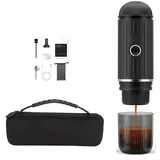 KikoSpark 2-In-1 Elektrische -Espressomaschine für die Erhitzung Von Wasser Tragbare Kaffeemaschine, Kompatibel mit Gemahlenem Kaffee, Kleinen und Großen Kapseln, Schwarz