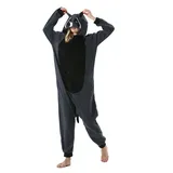 AKAAYUKO Damen Herren Karneval Kostüm Pyjama Weihnachten Tiere Onesie Halloween Jumpsuit Schlafanzug Faschingskostüme Overall Nachtwäsche Grauer Waschbär - M