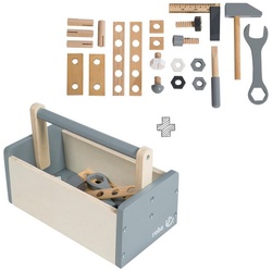 roba® Spielwerkzeugkoffer Werkzeugkiste für Kinder, (22-tlg), Holzbaukasten inklusive 22-teiligem Holzwerkzeug grau