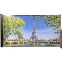 Seitenmarkise Motiv Paris silbergrau 160x300 Markise Seite Balkon Sichtschutz