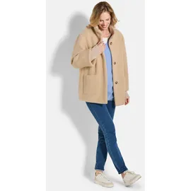 GOLDNER Flauschiger Kurzmantel mit Stehkragen", in camel | Gr.: 52,