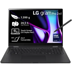 LG Convertible Notebook "Gram Pro 2in1 16" Laptop, OLED-Touchscreen, 16GB RAM, Windows 11 Home" Notebooks Gr. 16 GB RAM 1000 GB SSD, Core Ultra 7, schwarz Convertible Notebooks