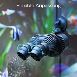 Wiltec SunSun JVP-200A Strömungspumpe 5000 l/h 7 W Aquarium Pumpe mit 2 schwenkbaren Düsen und Saugnapf zur einfachen Befestigung