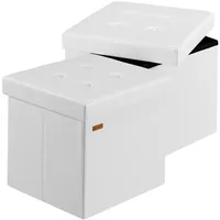 CASARIA Sitzhocker 2er-Set Weiß Kunstleder 38x38x38cm faltbar