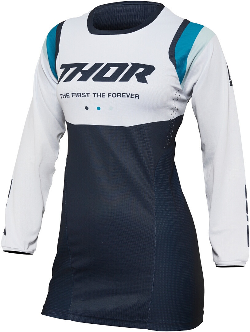 Thor Pulse Rev Dames Motorcross Jersey, wit-blauw, M Voorvrouw