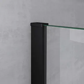 mai & mai Eckdusche mit Drehtür rechts 100 x 75 cm Schwarz Klarglas R64K