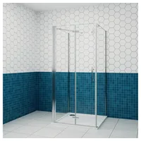 duschspa Komplettdusche 185cm 6mm ESG U-Form Duschkabine Duschtür Falttür Scharniertür, BxT: 100x80 cm, Einscheibensicherheitsglas, Sicherheitsglas, Set, ebenerdiger Einbau möglich 100 cm x 80 cm