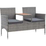 vidaXL Gartenbank 2-Sitzer mit Teetisch Witterungsbeständig Gartenmöbel Lounge Bank Sofa Sitzbank Gartenstuhl Gartensofa 143cm Poly Rattan Grau