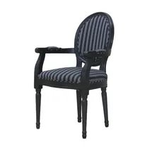 VCM ebuy24 Stühle, Esszimmerstuhl mit Armlehne antik Schwarz, Stoff Schwarz gestreift.