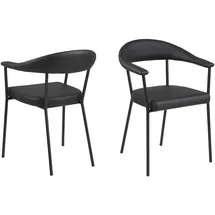 AC Design Furniture Ana 2er Set Esszimmerstühle in Schwarz, Küchenstühle aus Kunstleder und Metall, B: 56 x H: 77,5 x T: 52,5 cm