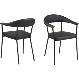 AC Design Furniture Ana 2er Set Esszimmerstühle in Schwarz, Küchenstühle aus Kunstleder und Metall, B: 56 x H: 77,5 x T: 52,5 cm