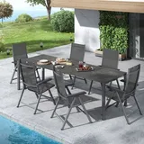 Kettler Basic Plus Gartenmöbel-Set 7-tlg.+Tisch 160/267x91cm Dunkelgrau