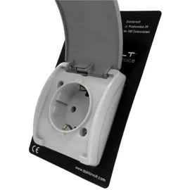 Doktorvolt Aufputzsteckdose IP44 Klappdeckel Grau/Anthrazit