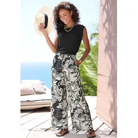 VIVANCE Palazzohose Damen schwarz-creme bedruckt Gr.34