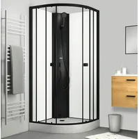 Komplettdusche Aurlane Essential Round 85 x 85 x 197 cm schwarz - Weiß