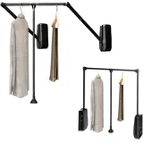 Avilia Teleskop-Kleiderstange für Schrank – Kleiderstange aus schwarzem Stahl, 60 – 83 cm, Belastung 12 kg, verstellbar