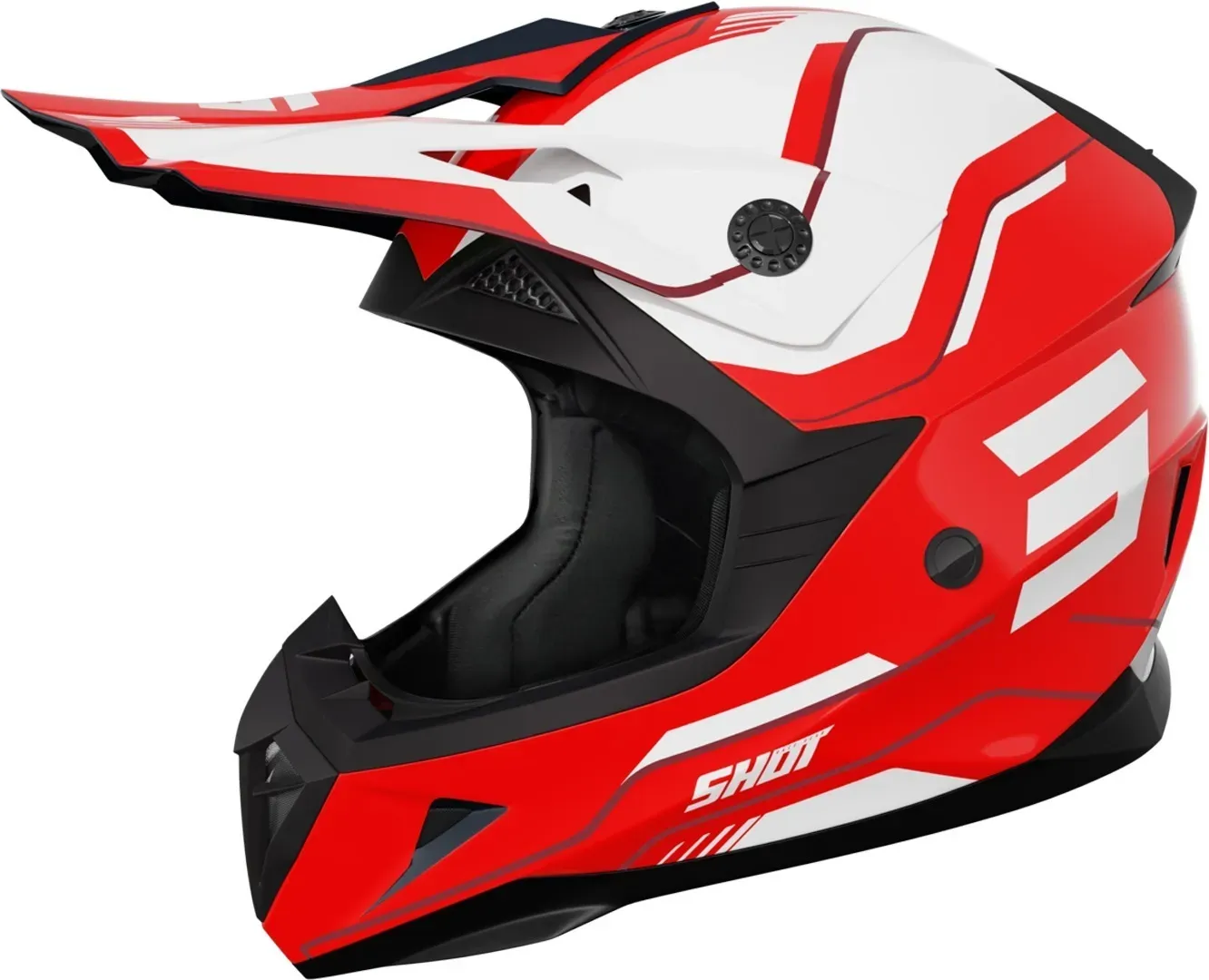 Shot Pulse Lines Motorcross Helm, wit-rood, L Voorman