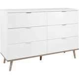 Finori Kommode weiß Sonoma Eiche Metall, Esche, massiv, 6 Schubladen, 120x87x40 cm , Sideboards, Kommoden